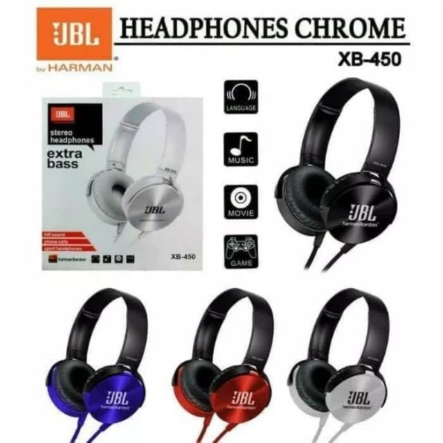 HEADPHONE CROME XB450 BRAND KWALITAS BAGUS BESI