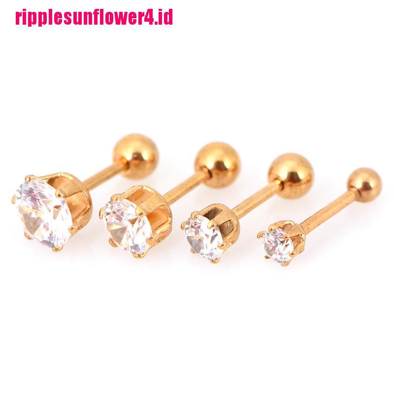 1 Pasang Anting Tindik Tulang Rawan Telinga Bahan Titanium Steel