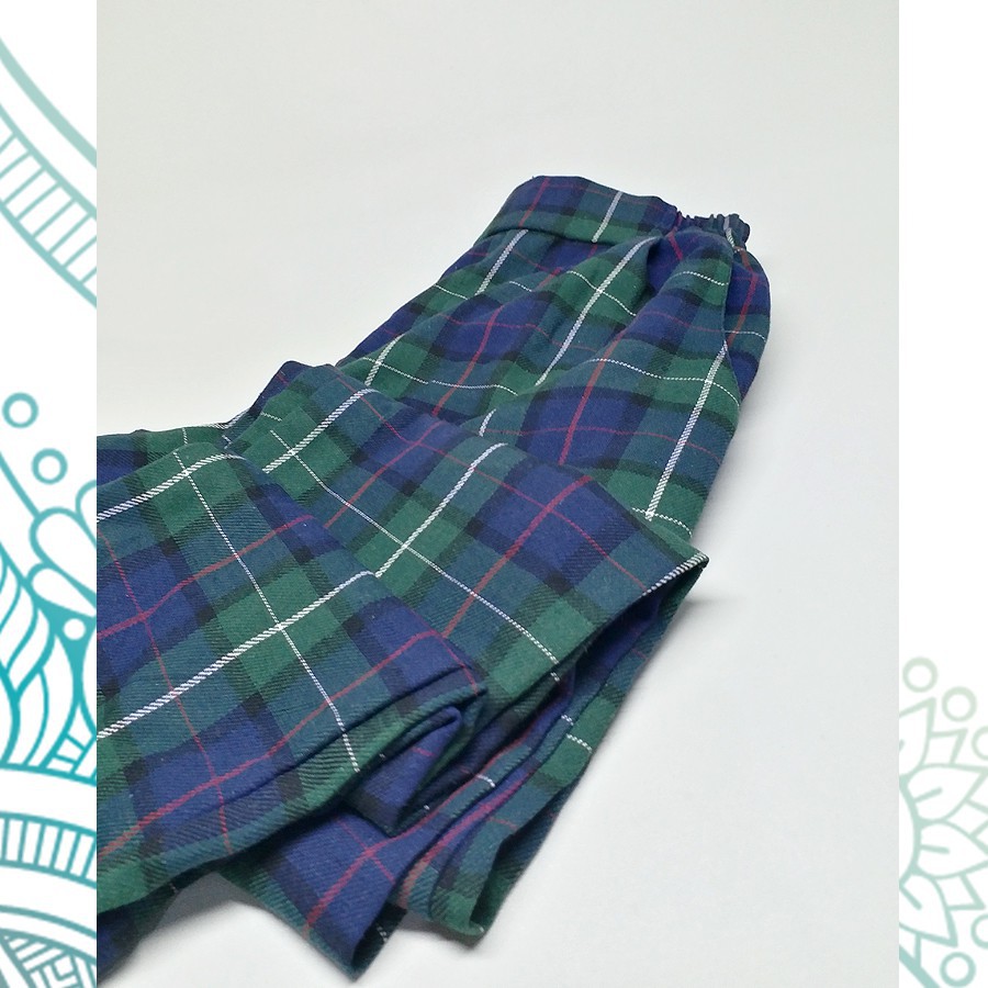 [CYC | COD] REALPICT Tartan Pants Green Celana Baggy Wanita Flanel Premium Tartan Kotak-Kotak Fashion Casual