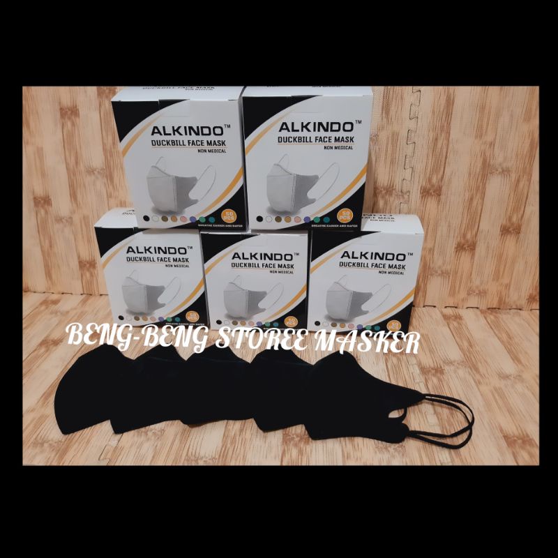 Masker Duckbill Alkindo Warna ( 1 Box isi 50 pcs ) (Duckbill Garis) model sensi