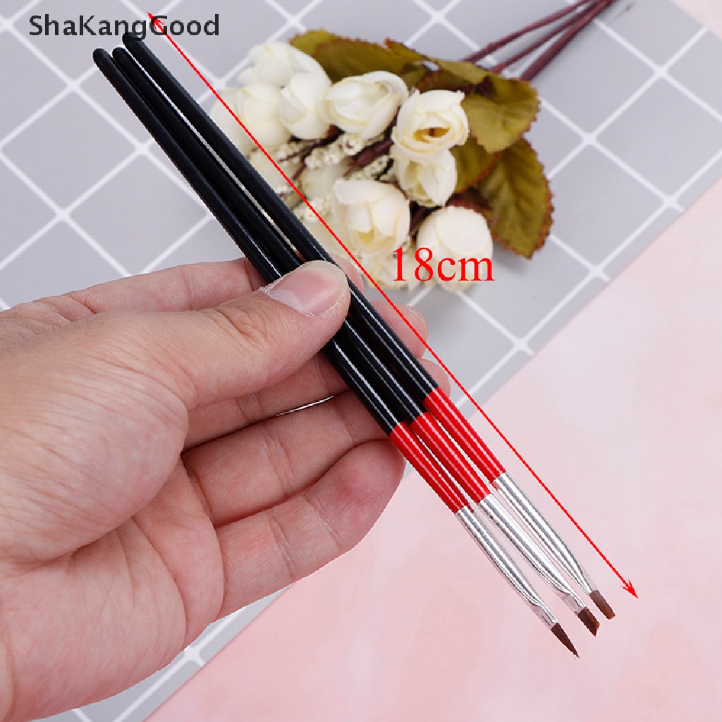 3pcs / set pen brush Lukis uv gel builder Bahan Akrilik Untuk salon nail art