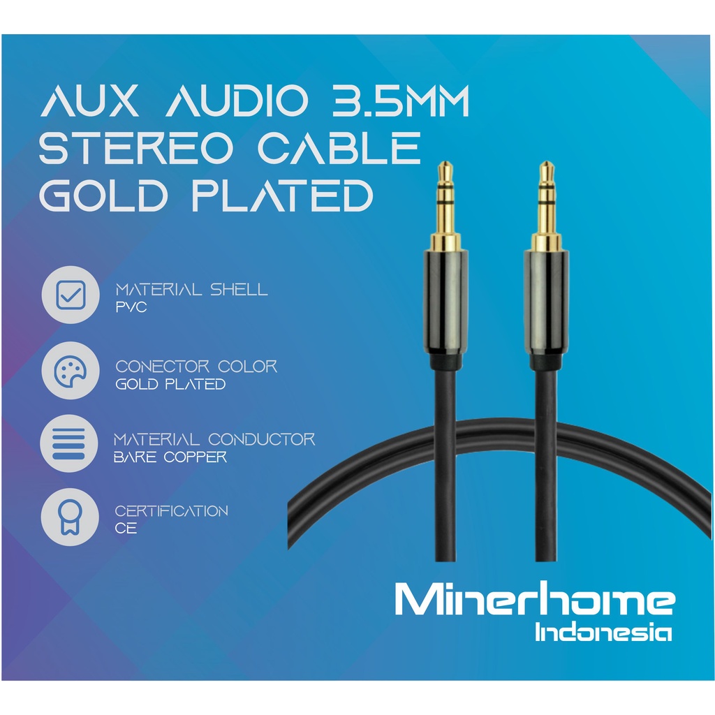 Kabel Aux Audio 3.5mm Male to Male Gold Plated