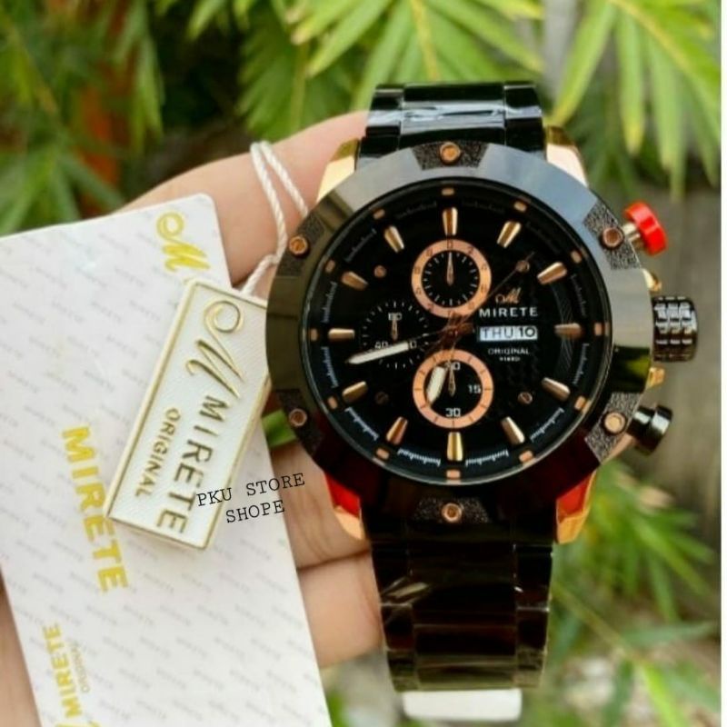 Best Seller New Cod!!!! Jam Tangan Pria Mirete Original Tahan Air// Rantai Stainlees Tanggal Hari Aktif // Jam Tangan Fashion Pria Kekinian Terlaris//Jam Tangan Cowok Murah//Jam Tangan Pria Import// Jam Tangan Pria Black Rosgold/ Rosgold/Silver