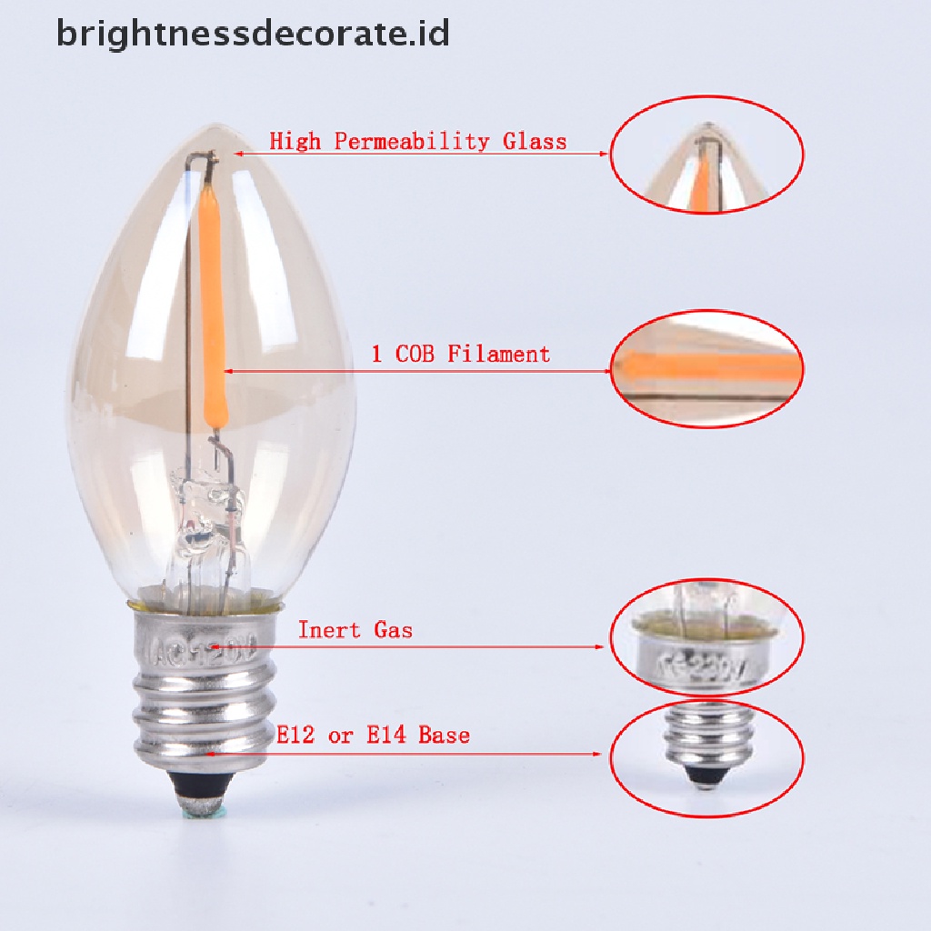 (birth) Lampu Bohlam Filamen LED E14 / E12 C7 0.5W Untuk Chandelier