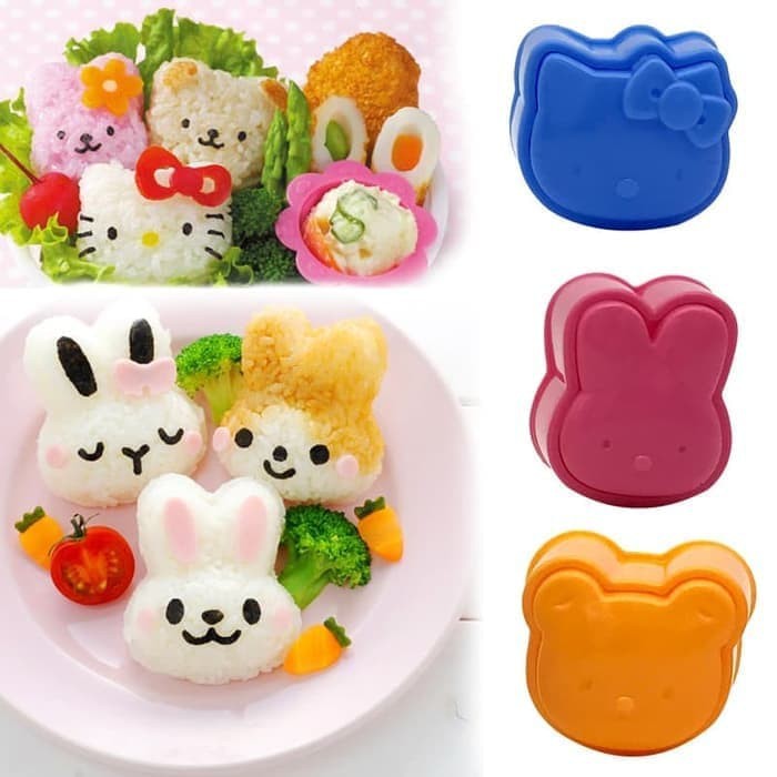 isi 3pcs Cetakan Bento/Cetakan Nasi Rice mold/Kue/coklat