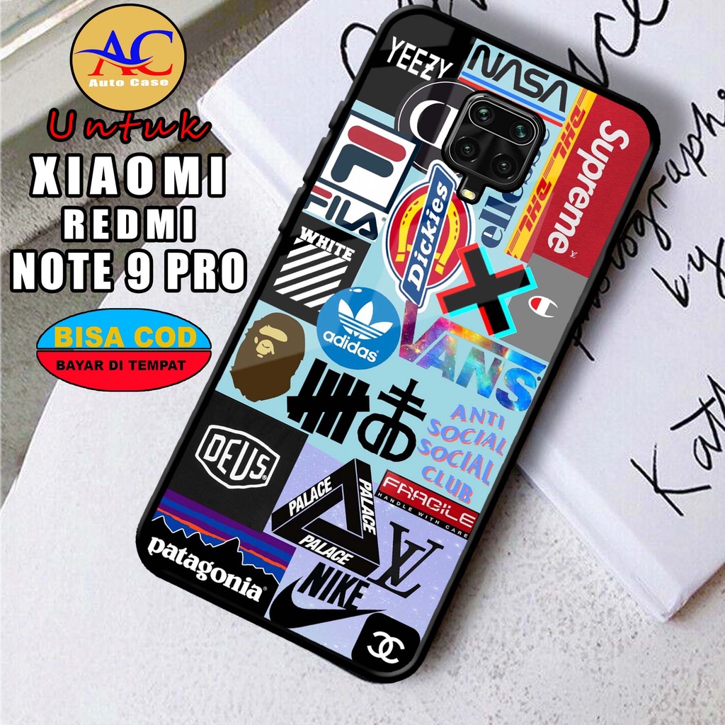 Softcase Glass kaca untuk Xiami Redmi Note 9 Pro GRFTY Casing Handphone Case Hp Procamera