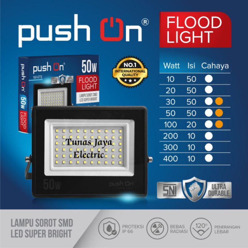 Lampu Sorot LED 50W SMD / Flood Light PUSH ON - PANCARAN