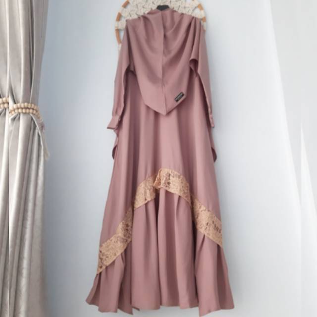 Grosir Ecer Gamis set syari renda bawah moscrepe premium