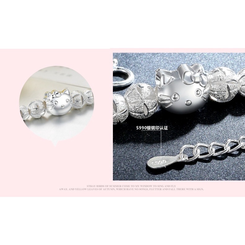 Gelang Mutiara Desain Kucing Bahan Stainless Steel Warna Silver Untuk Wanita