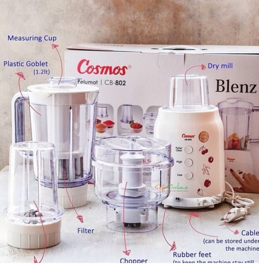 Blender Chopeer 4 in 1 Plastik 1.2 Liter Cosmos Blenz CB 802 - CB802 1.2L Original