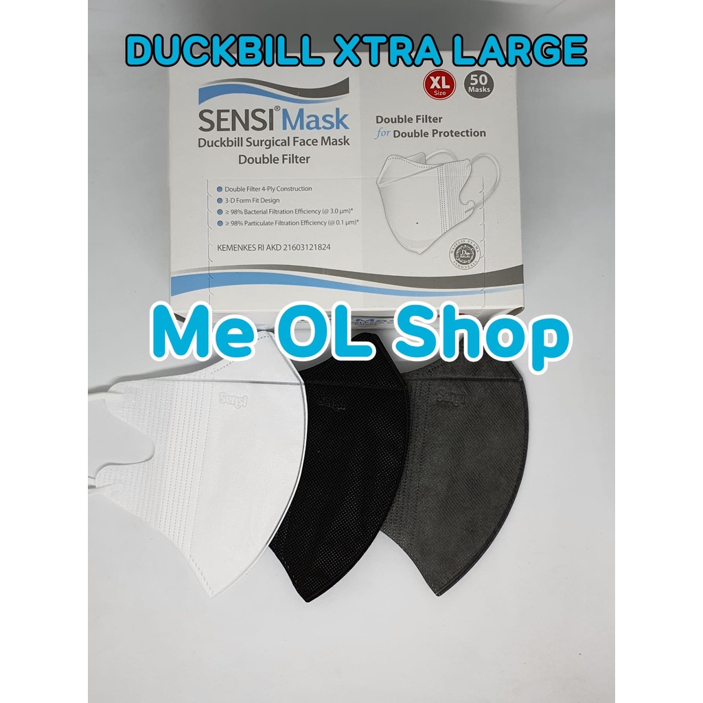 Masker Sensi Duckbill isi 50 Pcs/Box DOUBLE Filter ORIGINAL Emboss termurah