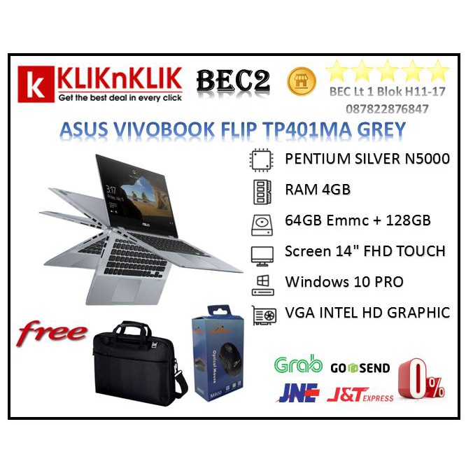 LAPTOP ASUS VIVOBOOK FLIP TP401MA N5000 4GB 64GB 128GB