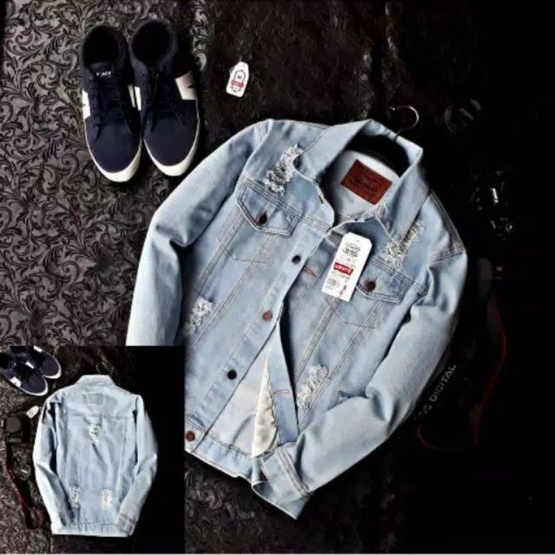 JAKET JEANS PRIA JAKET DENIM PRIA SOBEK/ JAKET SOBEK RIPPED