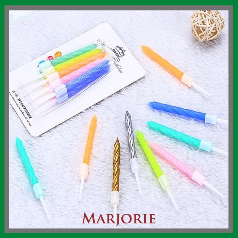10pcs Lilin Kue Ulang Tahun Warna-Warni Tanpa Asap Untuk Dekorasi Anniversary-MJD