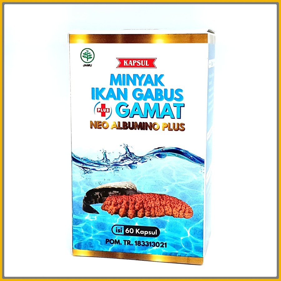 Neo Albumino Plus Gamat Emas | Minyak Ikan Gabus Plus Gamat 60 kapsul