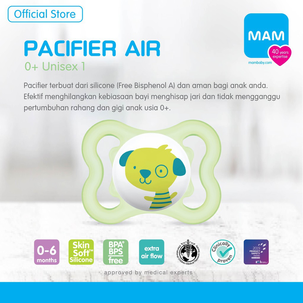 MAM Pacifier Air Empeng Bayi 0+ Bulan 1 Pcs