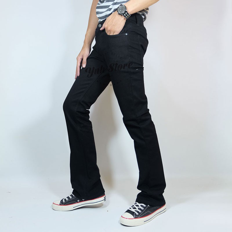 YNH Store - Celana Jeans Cutbray Pria - Flare Jeans - Celana Pria Hitam