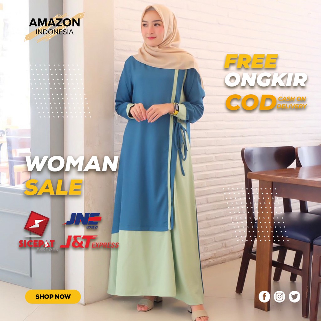 GAMIS FASHION WANITA MUSLIM WARNA HIJAU TOSCA BAHAN MOSSCREPE HALUS DINGIN ORIGINAL KUALITAS BAGUS