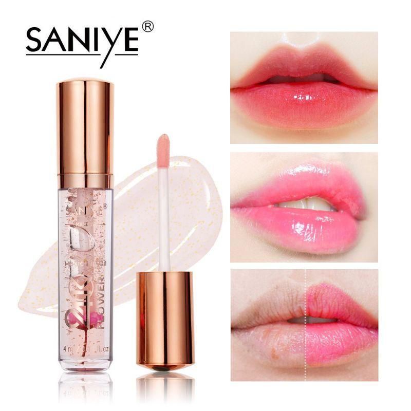 SANIYE 24K Luxury Gold  Lip gloss Pelembab Bibir Flower Magic Lip Oil