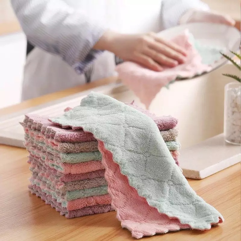 Kain Lap Dapur Meja Piring Gelas Kaca Anti Minyak Microfiber Kitchen Towel Serbaguna Serap Air Cleaning Cloth