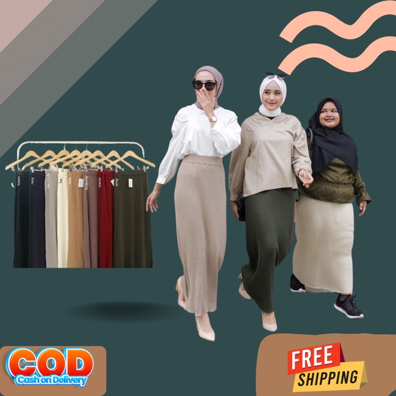 Rok Skirt Span Ketat Panjang Rajut Wanita Korea