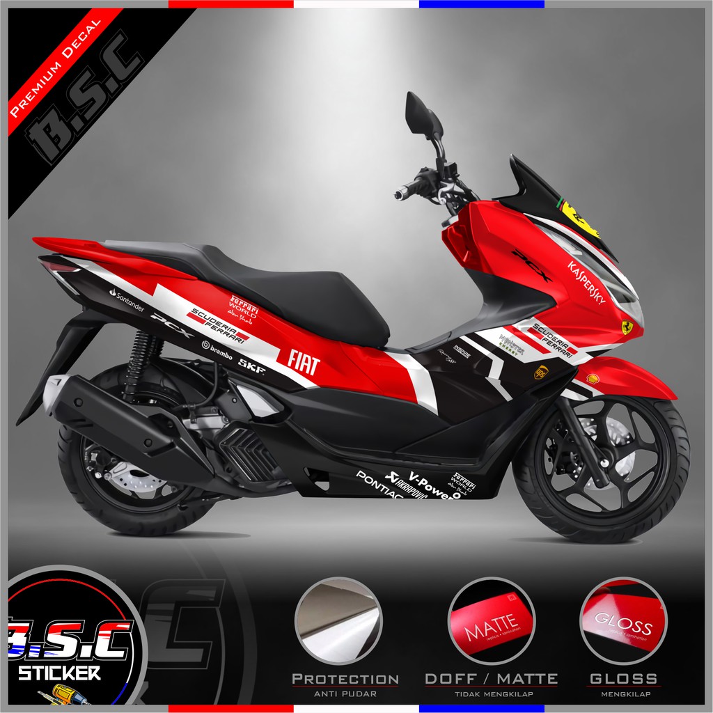 Sticker Motor Stiker Decal FULL BODY All New PCX 160 Motif Ferrari