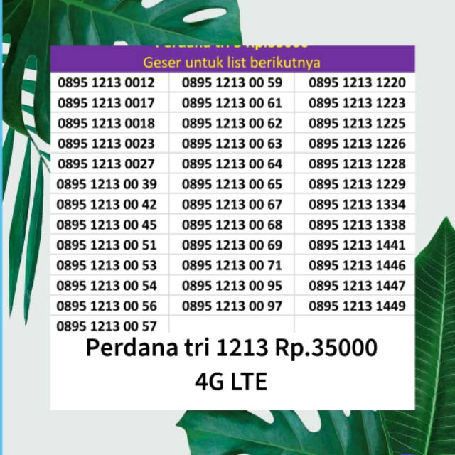 Kartu perdana regular Tri 4g lte