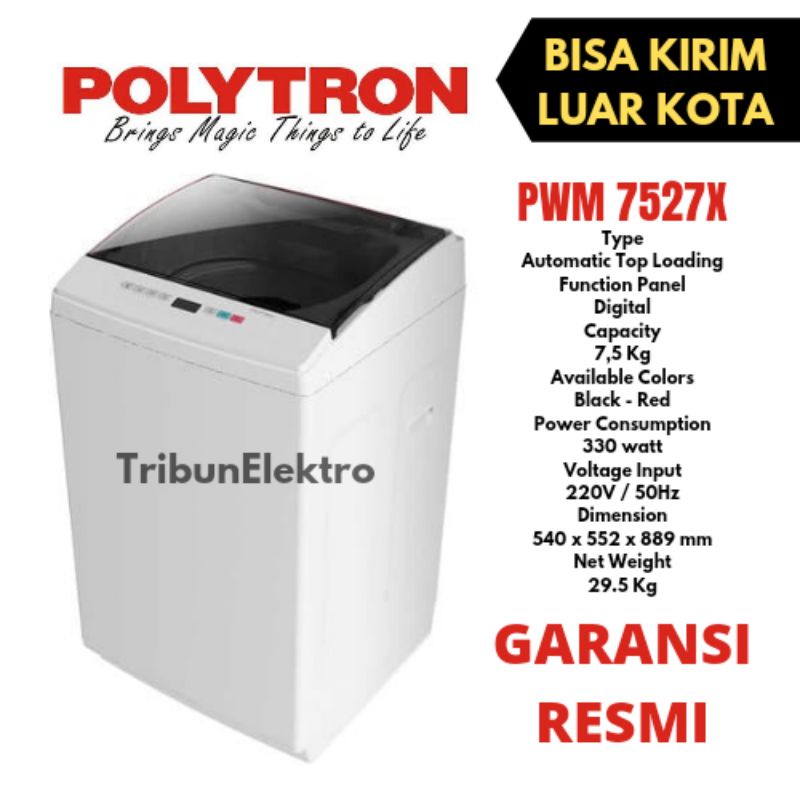 Mesin Cuci Polytron 7kg Top Load 7Kg PAW 7527 R/X