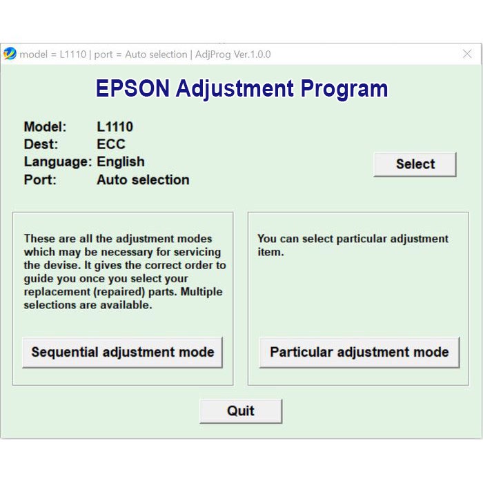 Software RESETTER EPSON L1110 + Video Cara Aktivasi Dan RESET Printer Full Version