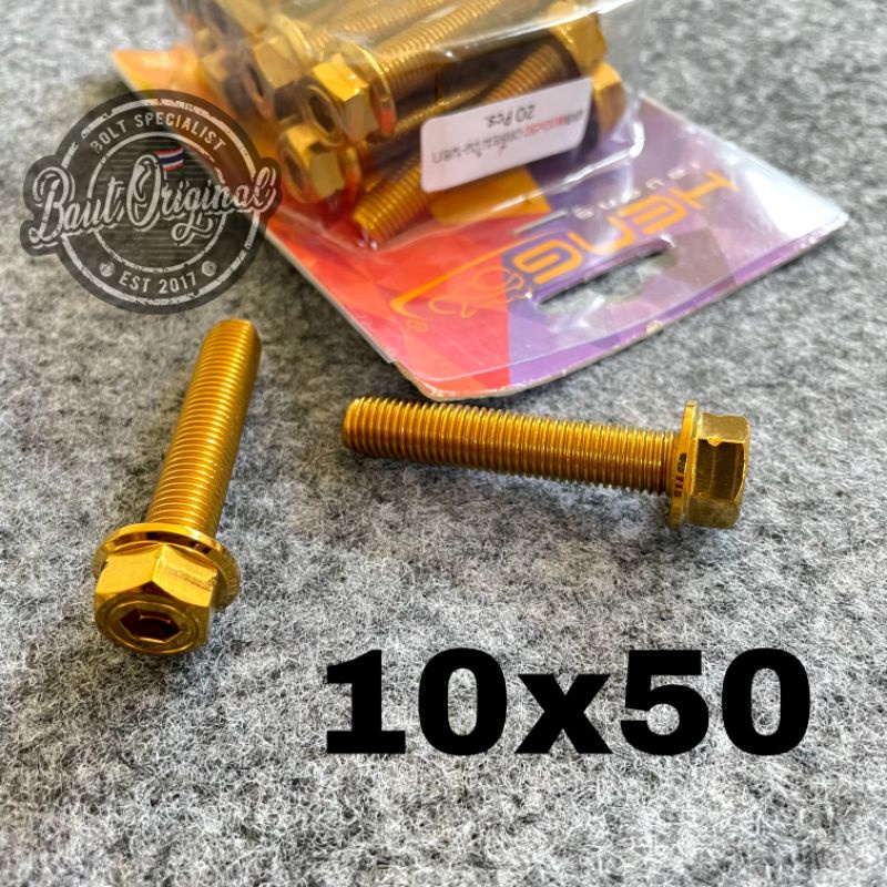 baut probolt 2kunci 2 kunci stainless 10x50 drat 14 panjang 5 cm original heng thailand gold