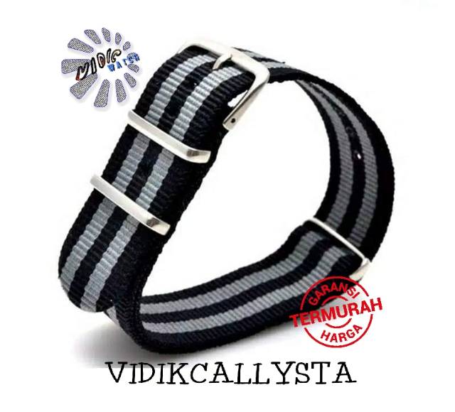 STRAP NATO CANVAS NYLON 18 20 22 MM GN10 BEST SELLER BLACK GREY