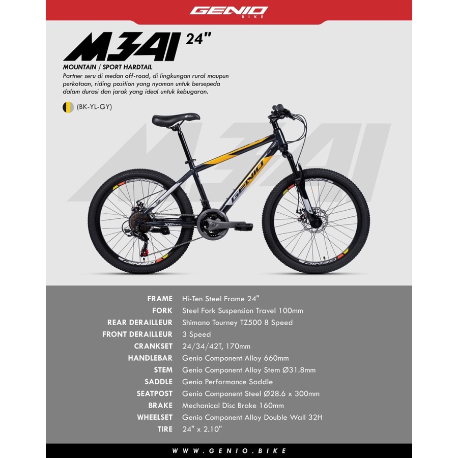 [EKA JAAYA SEPEDA] Sepeda Gunung MTB 24 Inch Genio M 341