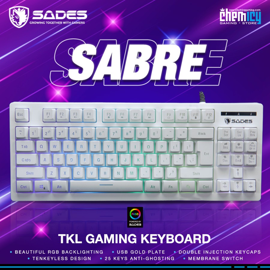 Sades Sabre White TKL RGB Gaming Keyboard