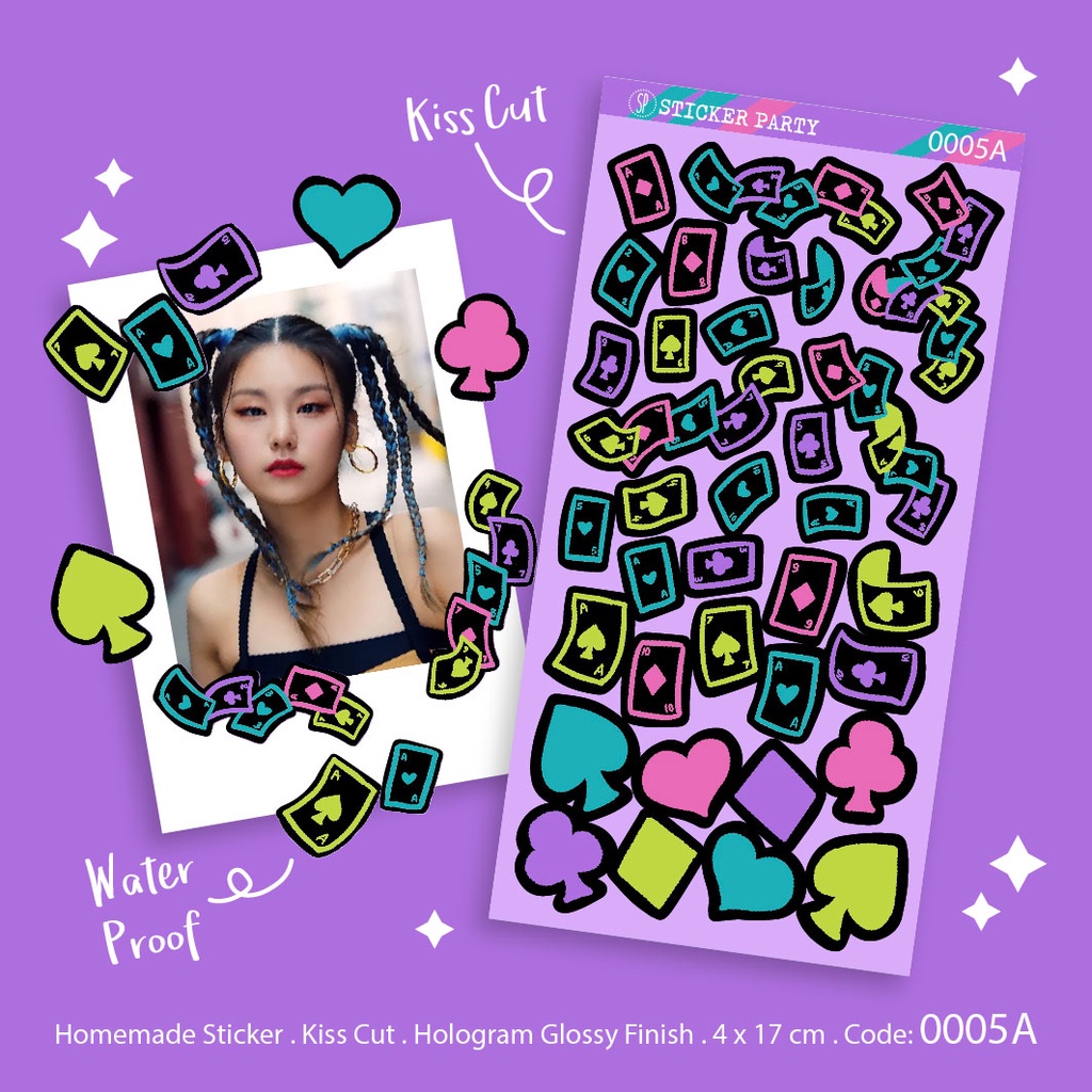 

Stiker Kartu Remi Playing Card Game Deco Polaroid Hologram StickerParty 0005