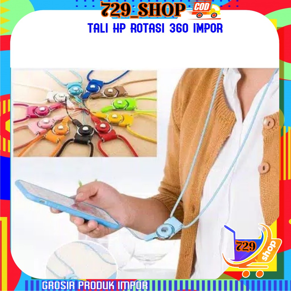 Kalung Tali ID Card / Kalung HP 2 in 1 Putar 360* Import / Strap Card Phone Import Best Seller