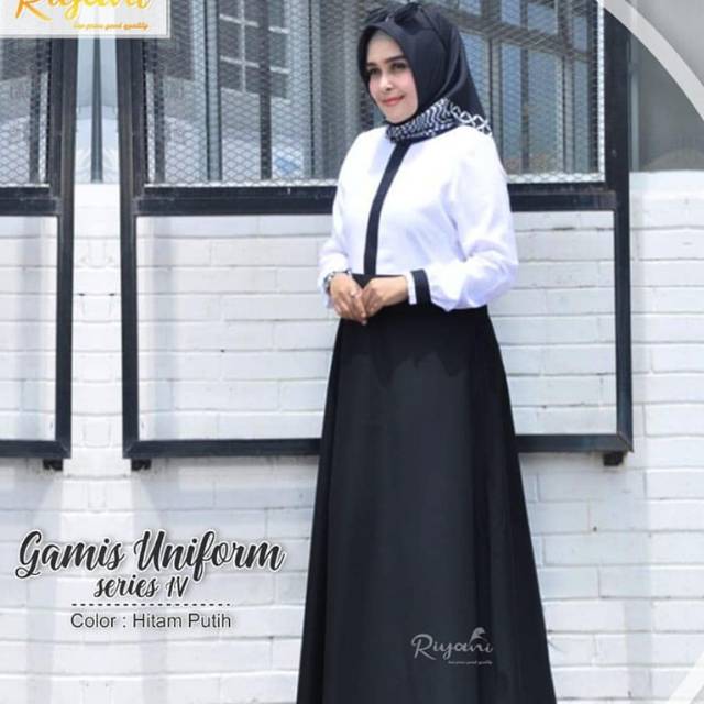 GAMIS GURU HITAM PUTIH /SERAGAM KERJA TANGAN KRIWIL/ GAMIS SERAGAM PNS/PEMDAH