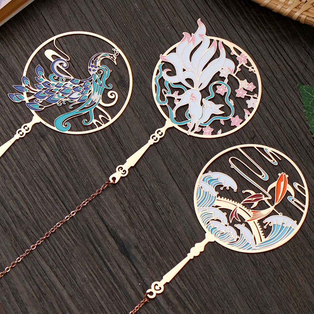 Lanfy Brass Bookmark Tanda Pagination Vintage Berlubang Gaya China Retro