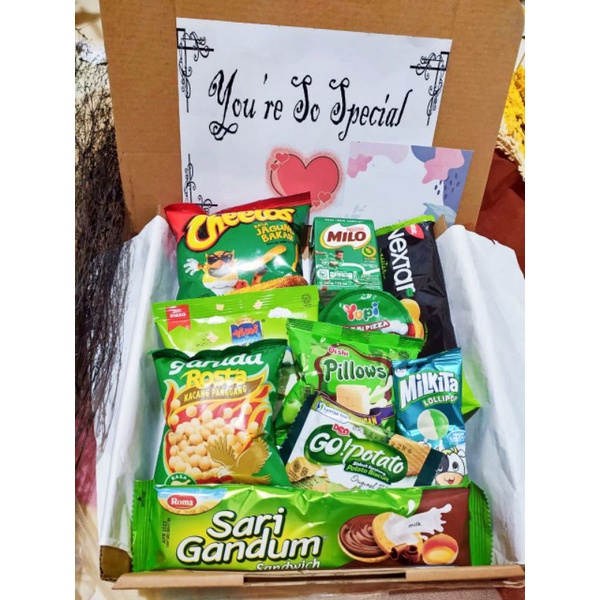

hampers snack/hampers gift/hampers hadiah/nuansa hijau,FREE SOUVENIR LUCU !