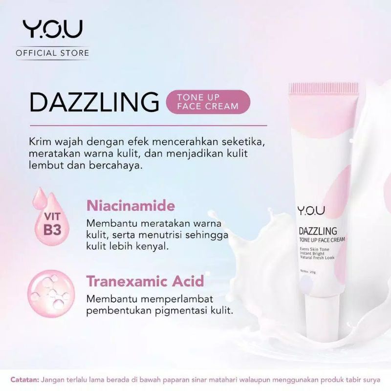 Kosmetik You Dazzling Tone Up Face Cream / Krim Wajah 20gr