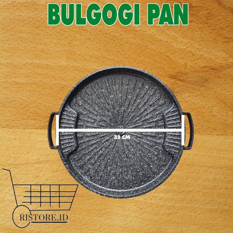 Bulgogi Grill Pan 32cm Bulgogi Marble Panggangan BBQ TANPA TUTUP KACA Original