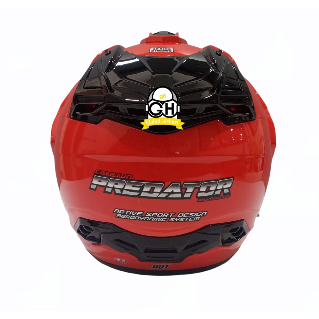 HELM HALF FACE NHK PREDATOR CRYPTON SOLID RED DOUBLE VISOR