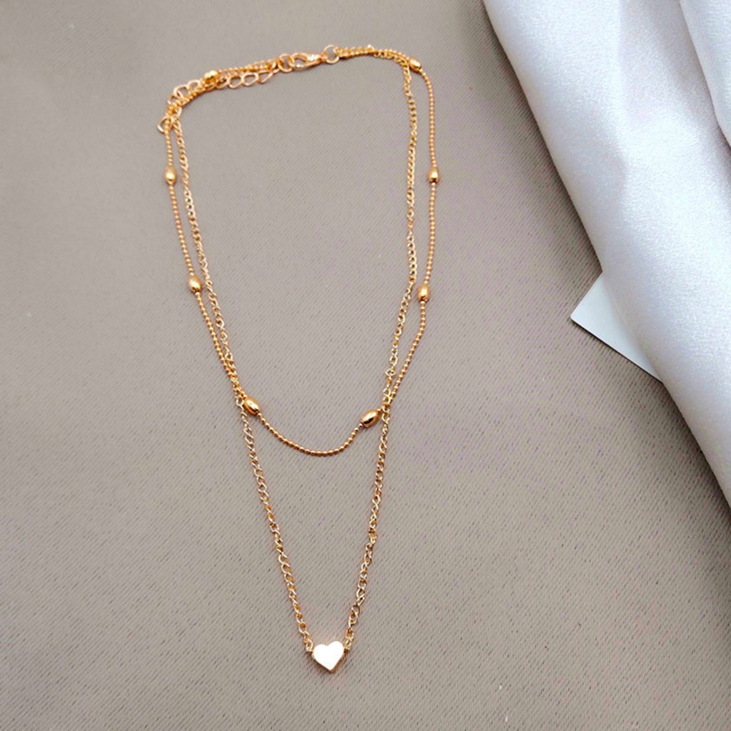 Hu Hu Hu Hu Hu Alat Bantu Pasang Kacamata♡ Kalung Choker Double Layer Adjustable Bahan Alloy Dengan Liontin Hati Untuk Wanita