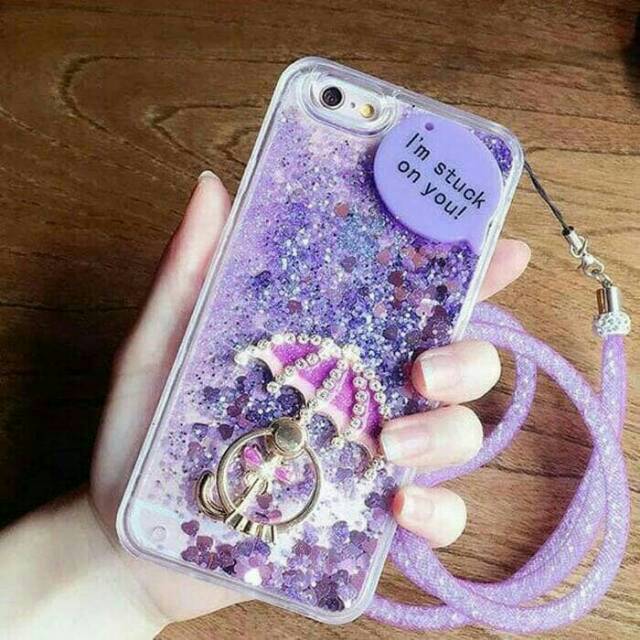 Case Liquid Glitter Bling Oppo A37 A59 + ring + tali kristal