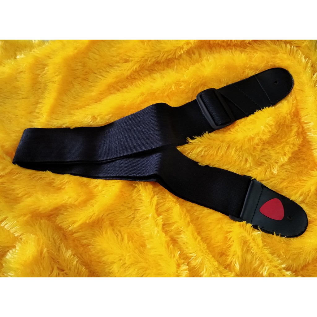 Strap Gitar Warna Hitam polos Free Pick