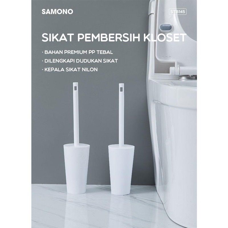 Samono Sikat Pembersih Kloset Kamar Mandi STB145 Bathroom Brush Dilengkapi Dudukan Sikat White