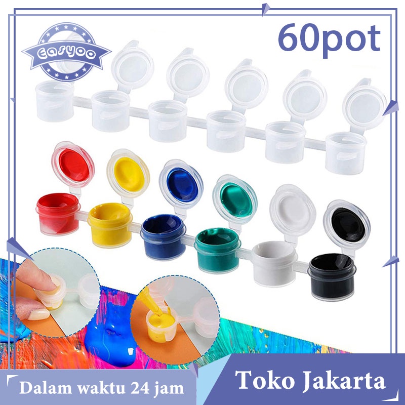 Pot Cat Plastik 60 pcs 3ml Tabung Tempat Cat Grosir Akrilik - Acrylic Paint Cup Paint Containers Painting Arts Crafts Supplies