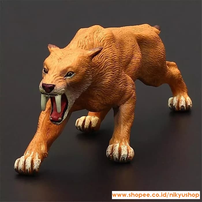 [Nikyushop] Mainan Edukasi Pajangan Miniatur Hewan Harimau Purba Smilodon Saber-Toothed Tiger Figure