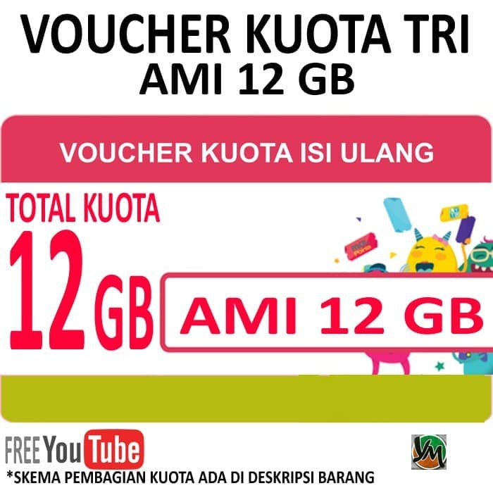 Voucher Tri 3 Three AMI 12GB