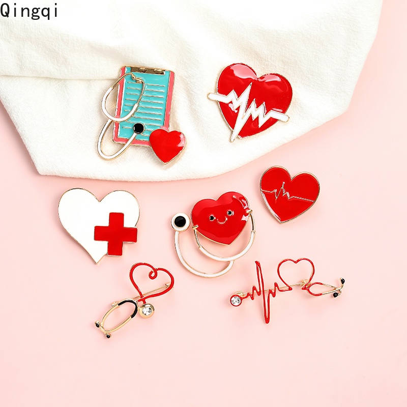 Bros Pin Enamel Bentuk Stetoskop Hati Electrocardiogram Untuk Hadiah Kelulusan