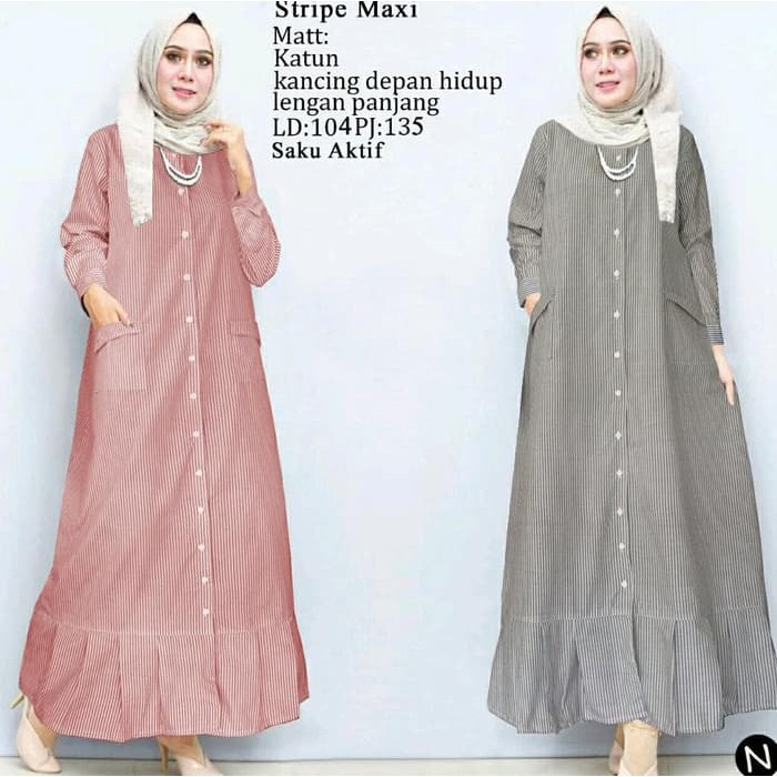 ORIGINAL cn 59228 astrid maxi dress terusan gamis syari hijab baju muslim garis good merchant